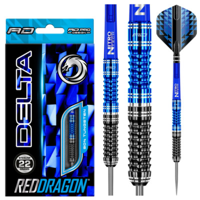RED DRAGON DELTA 1 22 GRAM 90% TUNGSTEN STEEL TIP DARTS 1811