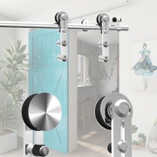 4FT-20FT Stainless Steel Sliding Barn Door Hardware Kit for Single/Double Door