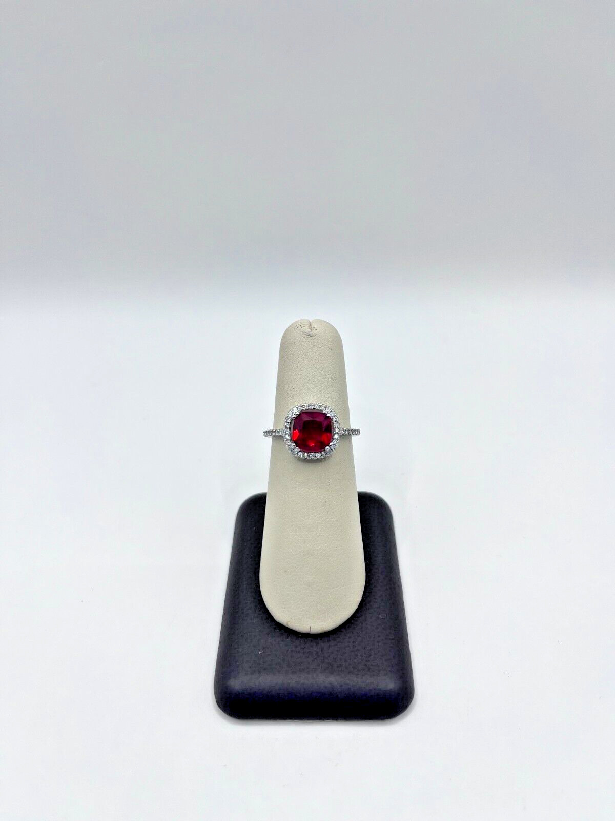 Silver Plated Halo Ring With Cubic Zirconia & Sim… - image 1