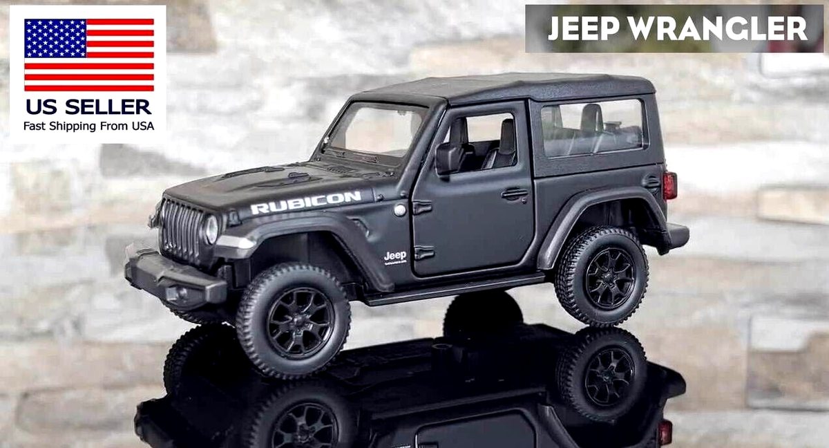 RARE MATTE BLACK JEEP WRANGLER RUBICON 2DOOR 4x4 OFF ROAD ~1/36