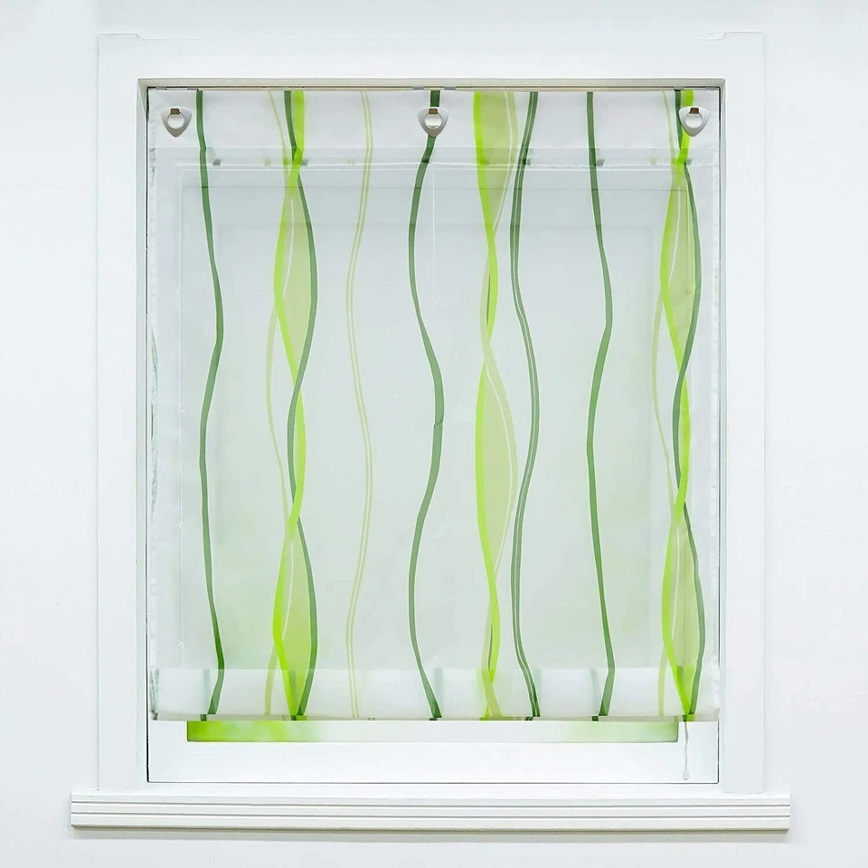 Raffrollo Küche Gardine ohne Bohren Raffgardinen Ösenrollo Voile Modern Vorhang - Bild 2 von 4