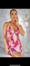 Pretty Little Thing  Abstract Print  Cut Out Ring Detail Bodycon Dress Size 10