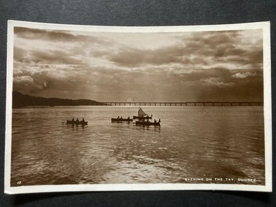 Abend auf dem Tay bei Dundee Echtfoto Vintage Postkarte U11