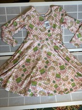 Pink Green NWT Girls Sz 8/9 St.Patrick  s Day Dress Shamrock Rainbows Girly Twirl