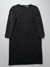 Lauren Ralph Lauren Dress Womens 12 Black Sheath Long Sleeve Sparkle Holiday