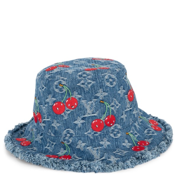 74002 authentischer Fischerhut Louis Vuitton Murakami blau 2025 Monogram Denim Cerise 58