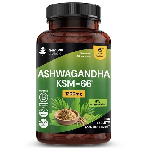 Ashwagandha KSM-66 1200mg - 365 Vegan Root Extract High Strength Tablets