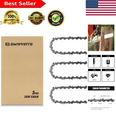 Versatile 8 Inch Chainsaw Chain - 3 Pack, Semi-Chisel, German Steel Construction