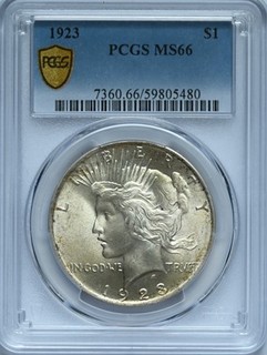 1923 Peace Silver Dollar – PCGS MS66 – Gem Uncirculated – Bright White Luster