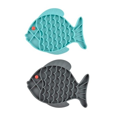 Slow Feeder Cat Bowls, 2 Pack FishShaped Silicone Puzzle Feeders for Healthy ...