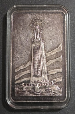 #ad 1 OZ SILVER ART BAR 1973 MEM MOUNT EVEREST MINT PHAROS OF ALEXANDRIA .999 FINE $149.95