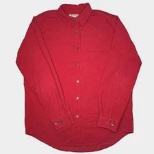 Vtg 90s Eddie Bauer Shirt Womens Sz L Tall Red Corduroy Button Front Long Sleeve