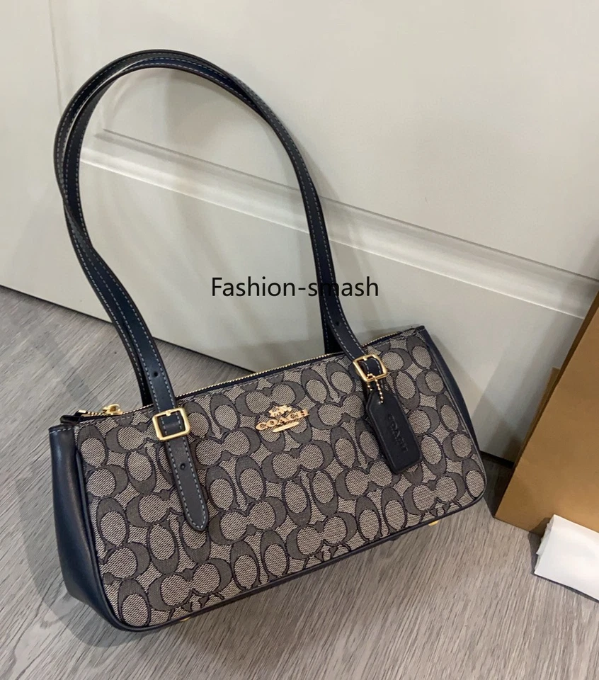 Bolsa de ombro CBJ03 Asher em lona jacquard assinatura couro preto - Imagem 3 de 4