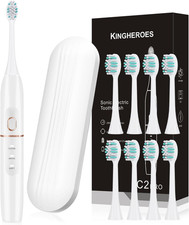 Electric Toothbrush Set, Comes with 8 Brush Heads  Travel Case,4 Modes White
