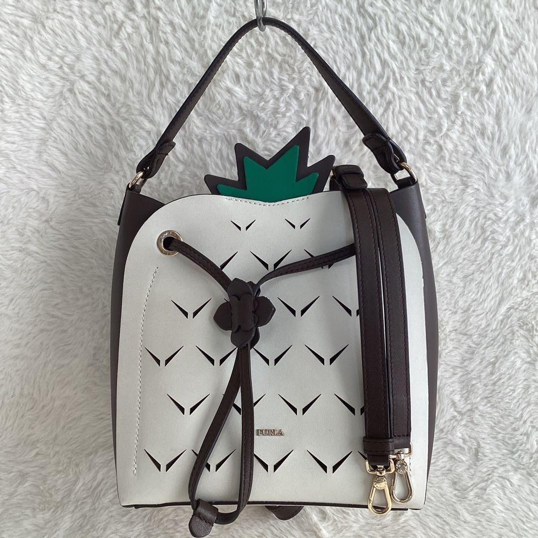 FURLA Dolcezza Pineapple Leather Drawstring Bag C… - image 1