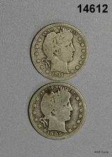 2 BETTER BARBER QUARTERS 1905 VG, 1911 D VG ORIGINAL! #14612