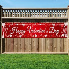 Happy Valentines Banner - XtraLarge Size 120x20 Inch - Valentines Day Banner Out