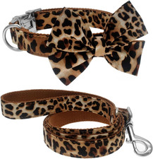 Dog Collar with Bow, Cotton Webbing, Detachable Bowtie Dog Collar, Adjustable