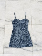 Urban Outfitters After All Corduroy Bustier Dress Mini Blue Paisley Size M Boho