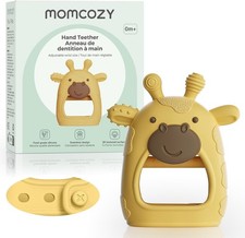 Baby silicone teether toy yellow food grade 0-3 6-12 months gum relief