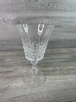 Unbranded Crystal Wine Goblet Clear Faceted Stemmed Diamond Pattern