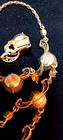 Rare Vintage Hollycraft 1952 Orange Topaz Rhinestone Necklace Clip Earrings Set — photo 2