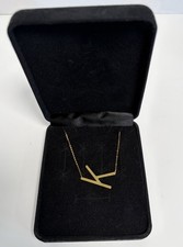Milor Italy 14K Yellow Gold Initial K Necklace 18” 1.2g Dainty Fine Jewelry