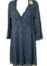 NANETTE LEPORE Long Sleeve Lace Lined A-line Silhouette Dress Aegean Size 8