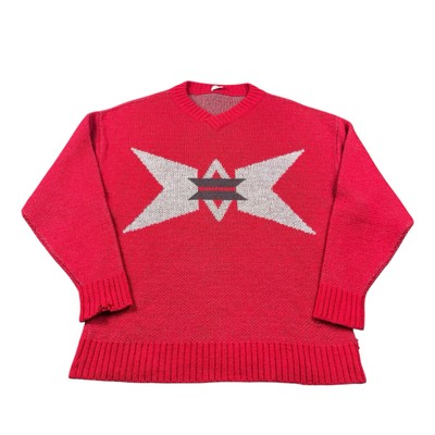 Bogner Red Gray Native VTG Heavy Wool Men s Sweater Size Medium