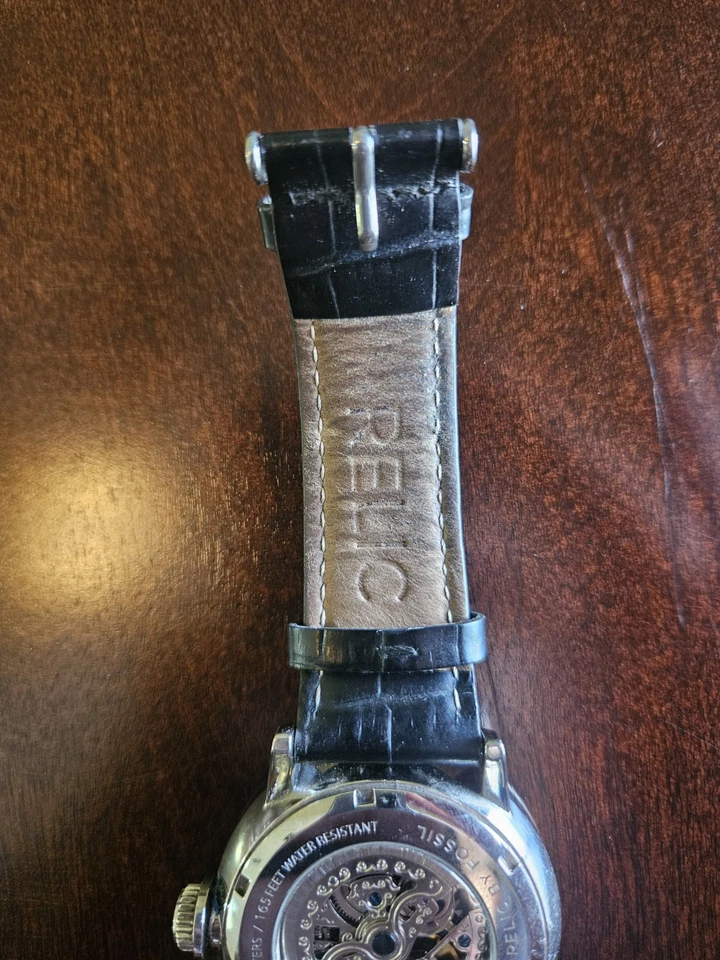 Relic by Fossil Men’s Automatic Skeleton Dial Leather 43mm Steel Watch ZR77224 - Image 4 of 4