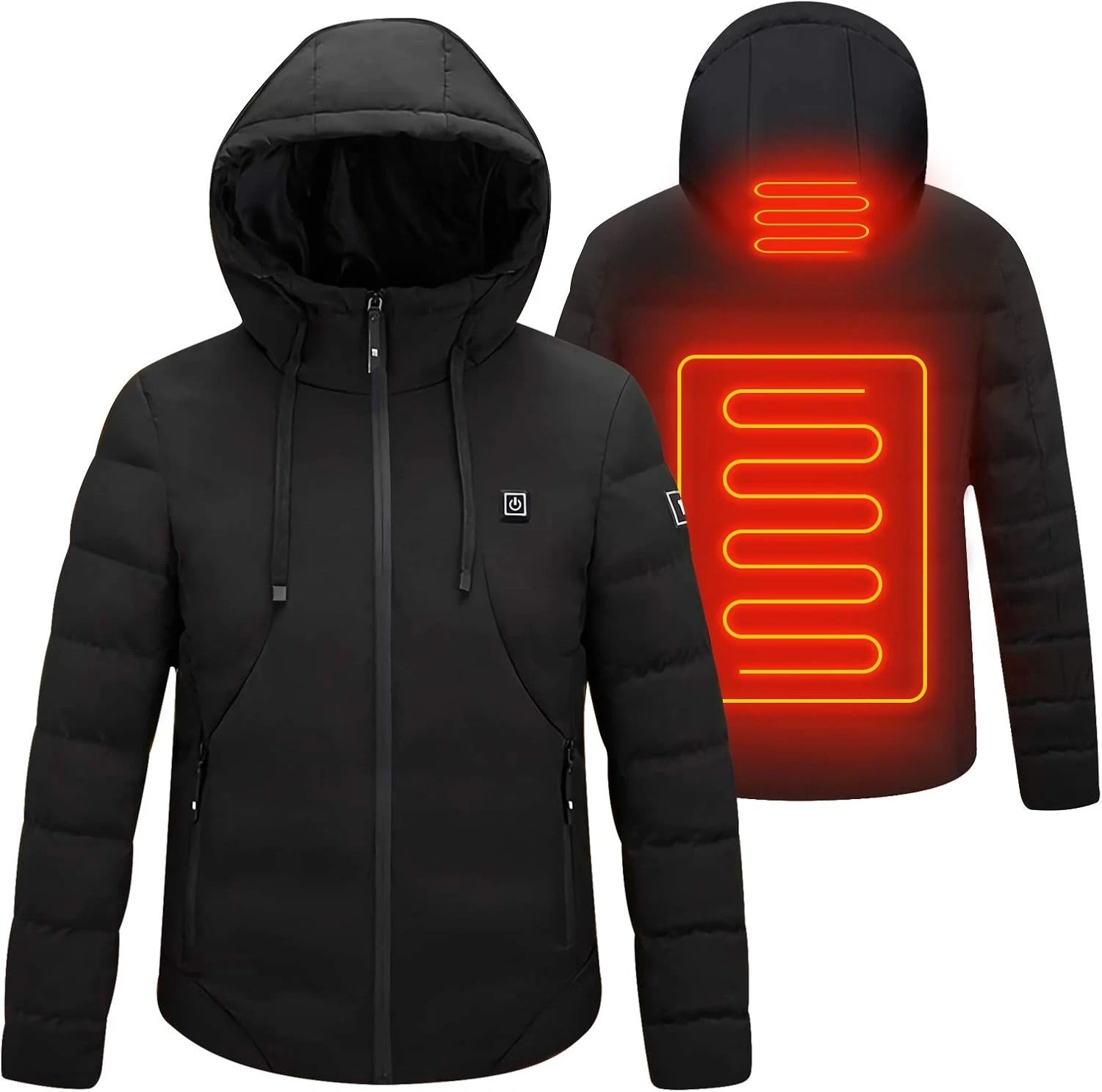 Black Heated down jacket Men Women Winter hooded jacket waterproof smart Usb
Opens in a new window o