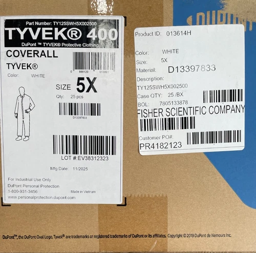 DUPONT Tyvek 400 Disposable Coveralls 5XL White (QTY 25) - product listing photo