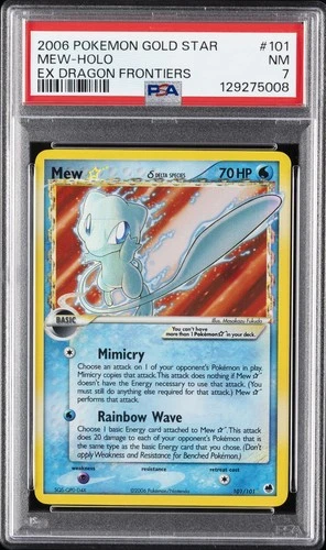 2006 POKEMON EX DRAGON FRONTIERS GOLD STAR #101 MEW-HOLO PSA 7