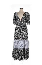 LOVE, WHIT by Whitney Port Black Floral Puff Sleeve Dress Size Size Medium