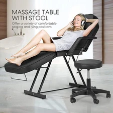 Salon Barber Chair Tattoo Spa Massage Table Folding Facial Bed Beauty w/Stool