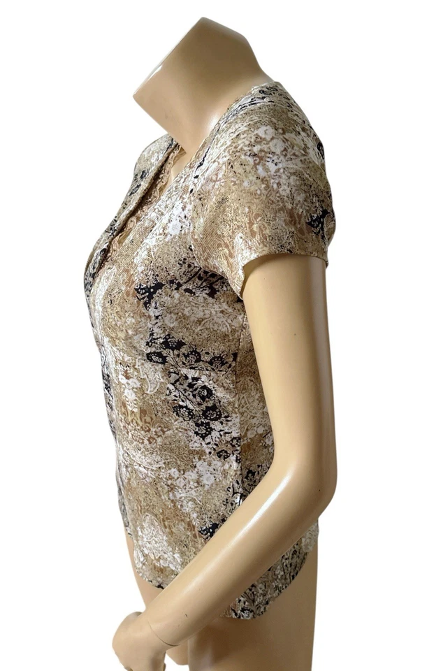 Женская рубашка EMMA JAMES размер Small с коротким рукавом кружевная отделка бисером завышенная талия - Изображение 2 из 4