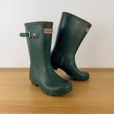 Hunter Kids Original Wellington Boots Green UK 12 Junior Wellies Rain