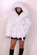 JACKET POLAR FOX FUR COAT FUCHS PELZMANTEL FOURRURE RENARD PELLICCIA VOLPE 狐皮