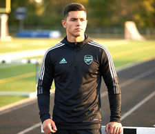 Adidas Arsenal FC 1/4 Zip Hoodie Sweatshirt Three Stripe Black Mens Medium