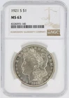 1921-S Morgan Silver Dollar NGC MS63 S$1 San Francisco Minted No Reserve