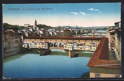Firenze, Lungarno coi Tre Ponti, Ansichtskarte 