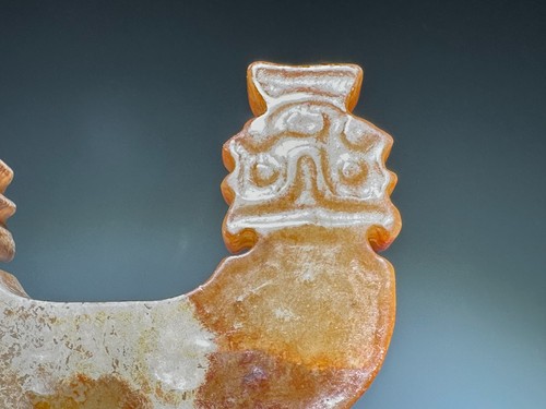 Rare Shang Dy Old Jade Carved Animal Face God Person "Pei" Pendant L 5.6 CM - Picture 10 of 24