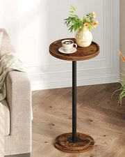 Small Round Side Table, Drink Table for Small Spaces, Pedestal Cocktail Table...