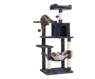 Cat Scratching Post, 143cm High, Multi Level Cat Tree with 4 Scratching