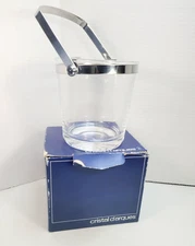 Vintage Cristal d'Arques Small Ice Bucket Crystal with Silver Plate Handle