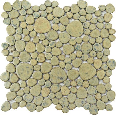 Merola Tile Pebble Green Moss 10-3/4'' x 10-7/8'' Porcelain Floor and Wall Tile