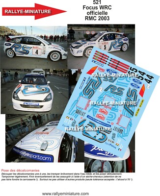 DECALS 1/43 REF 0521 FOCUS WRC DUVAL RALLYE MONTE CARLO 2003 RALLY