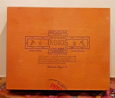 Vintage ~ PUROS INDIOS ''No 4 Especial'' Empty Wooden Cigar Box Collector Crafter