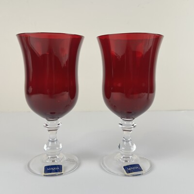 VTG Mikasa French Countryside Ruby Red Water Goblets - Set of 2 - 8'' | 16 oz