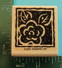 Stampin Up FLOWER BLOSSOM and LEAVES Reverse Image Rubber Stamp